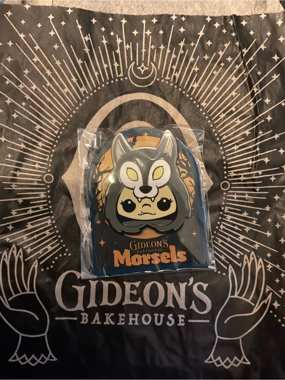 Gideons bakehouse butterscotch morsels pin “dark lore sweet core”-NEW